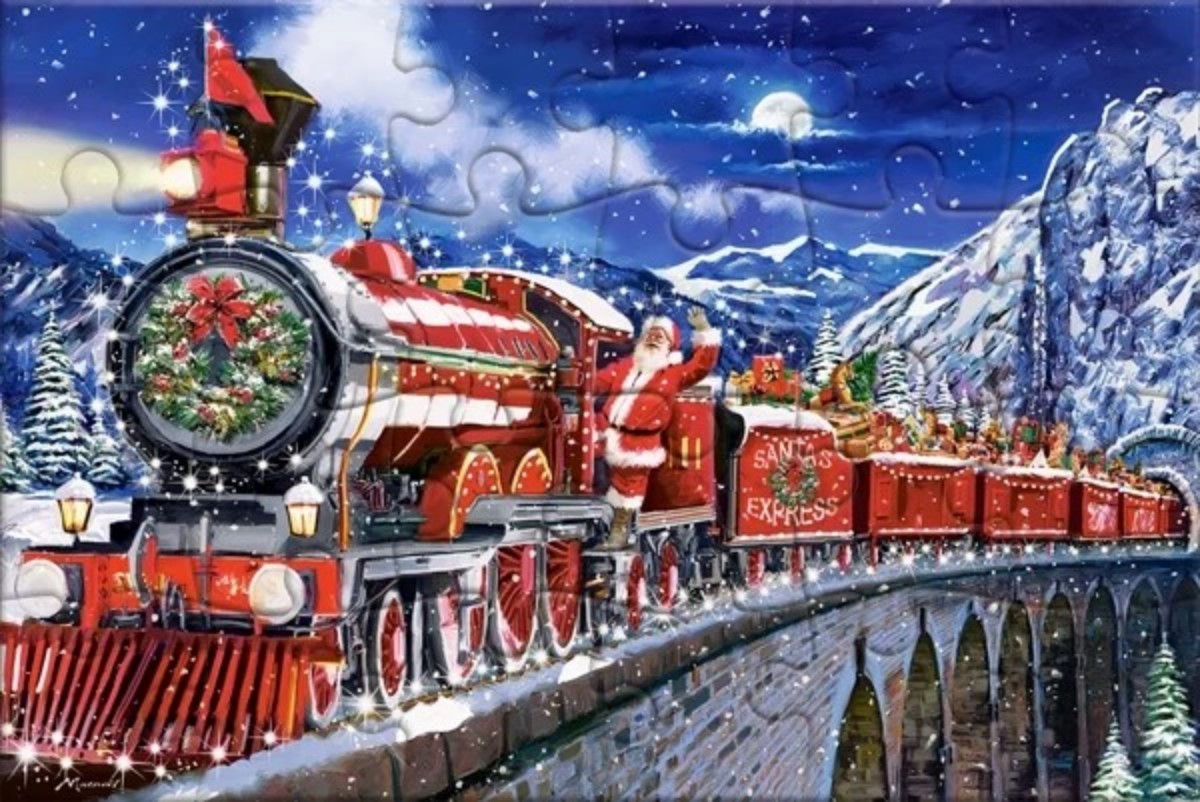Puzzle-carte poştală Castorland din 24 piese - Moș Crăciun sosește