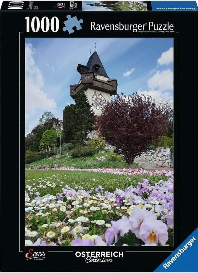 Puzzle Ravensburger din 1000 de bucăți  - Turnul cu ceas din Graz, Austria