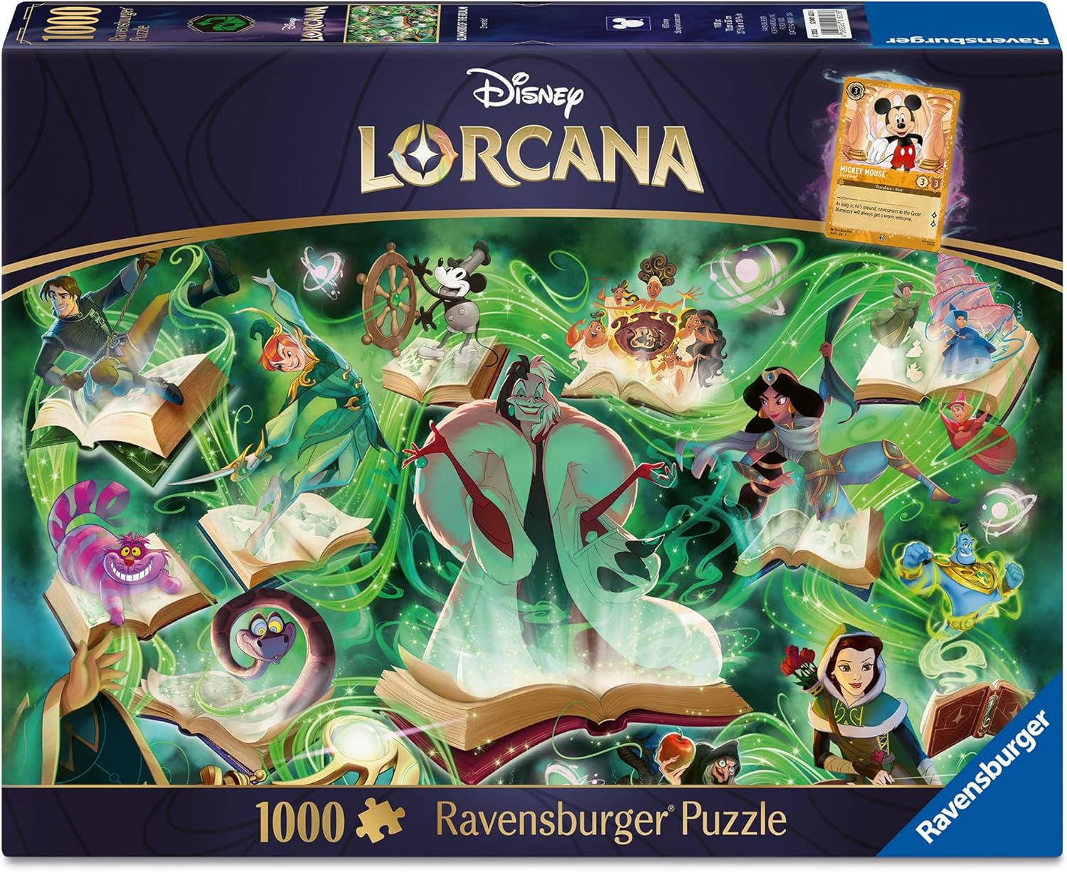 Puzzle Ravensburger de 1000 de bucăți  - Disney Lorcana: Glimmers of the Realm - Emerald