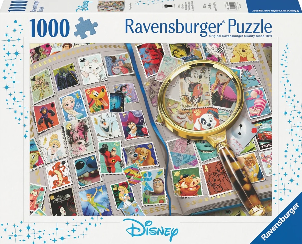 Puzzle Ravensburger din 1000 de bucăți  - Colecția de timbre poștale Disney
