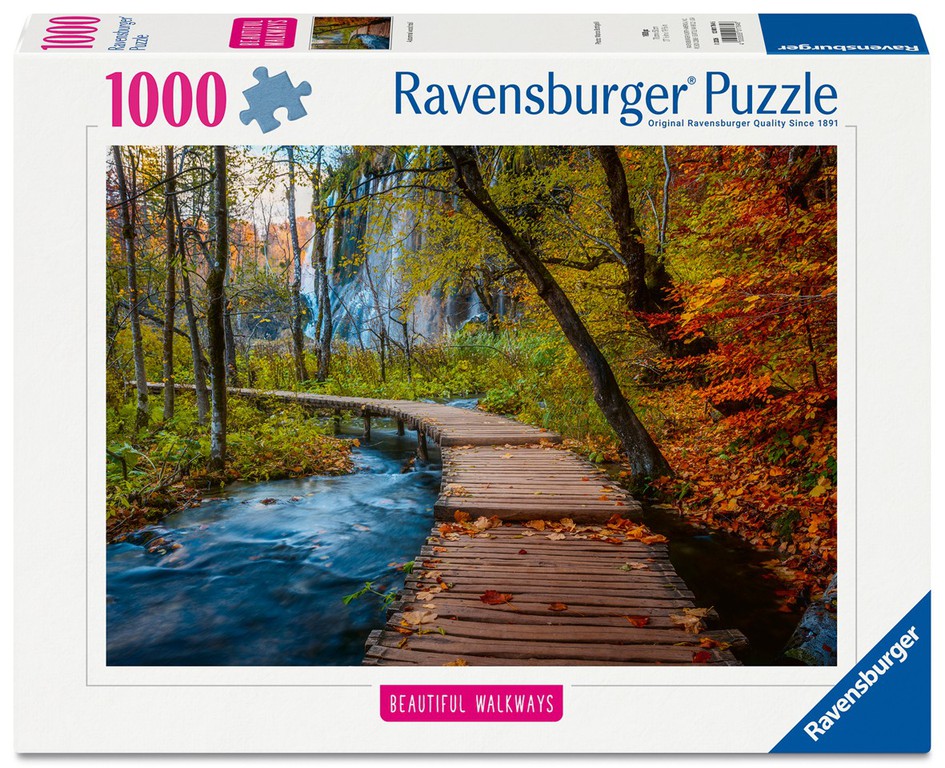 Puzzle Ravensburger din 1000 piese -Calea de pădure de toamnă