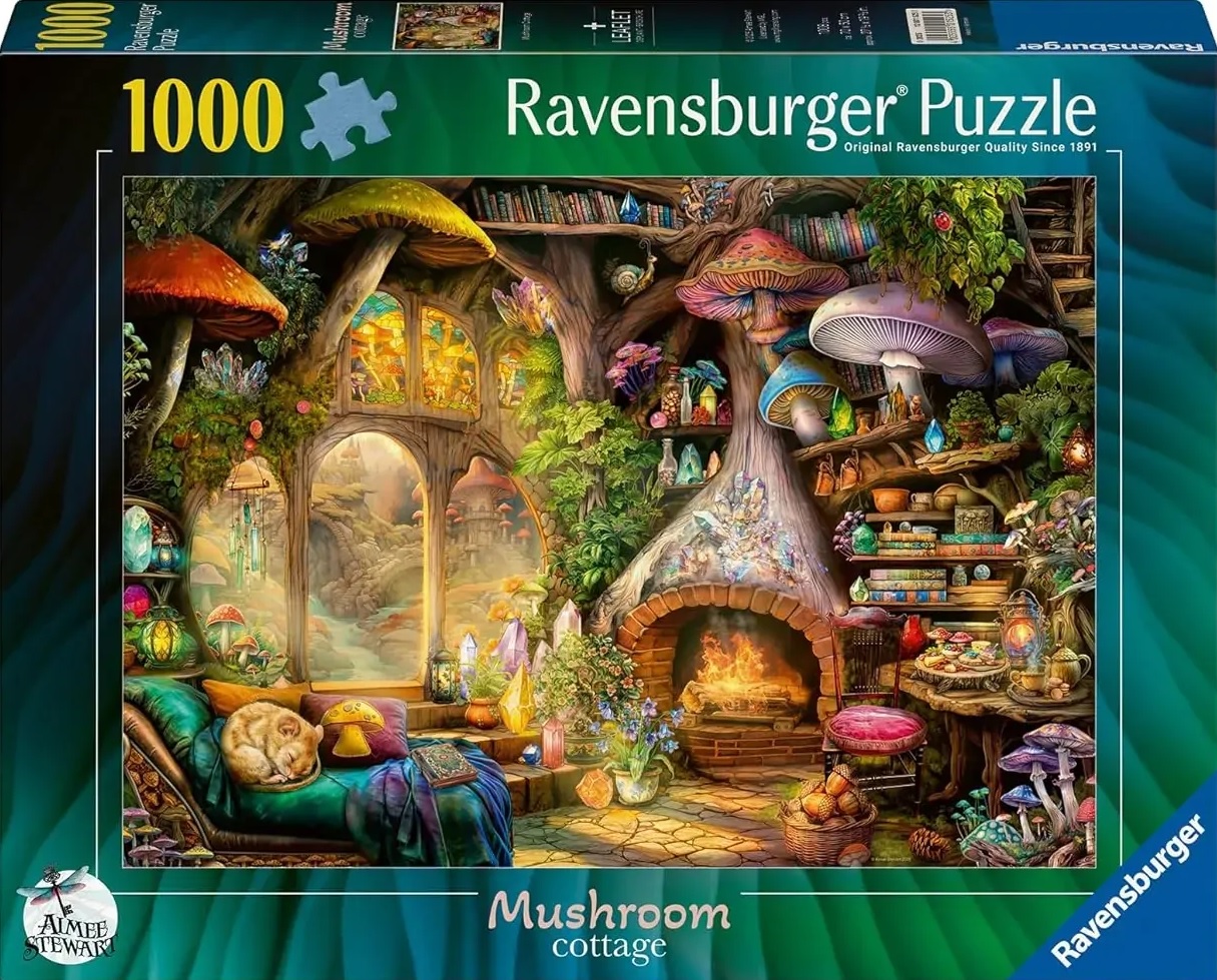 Puzzle Ravensburger din 1000 de bucăți  - Coliba cu ciuperci