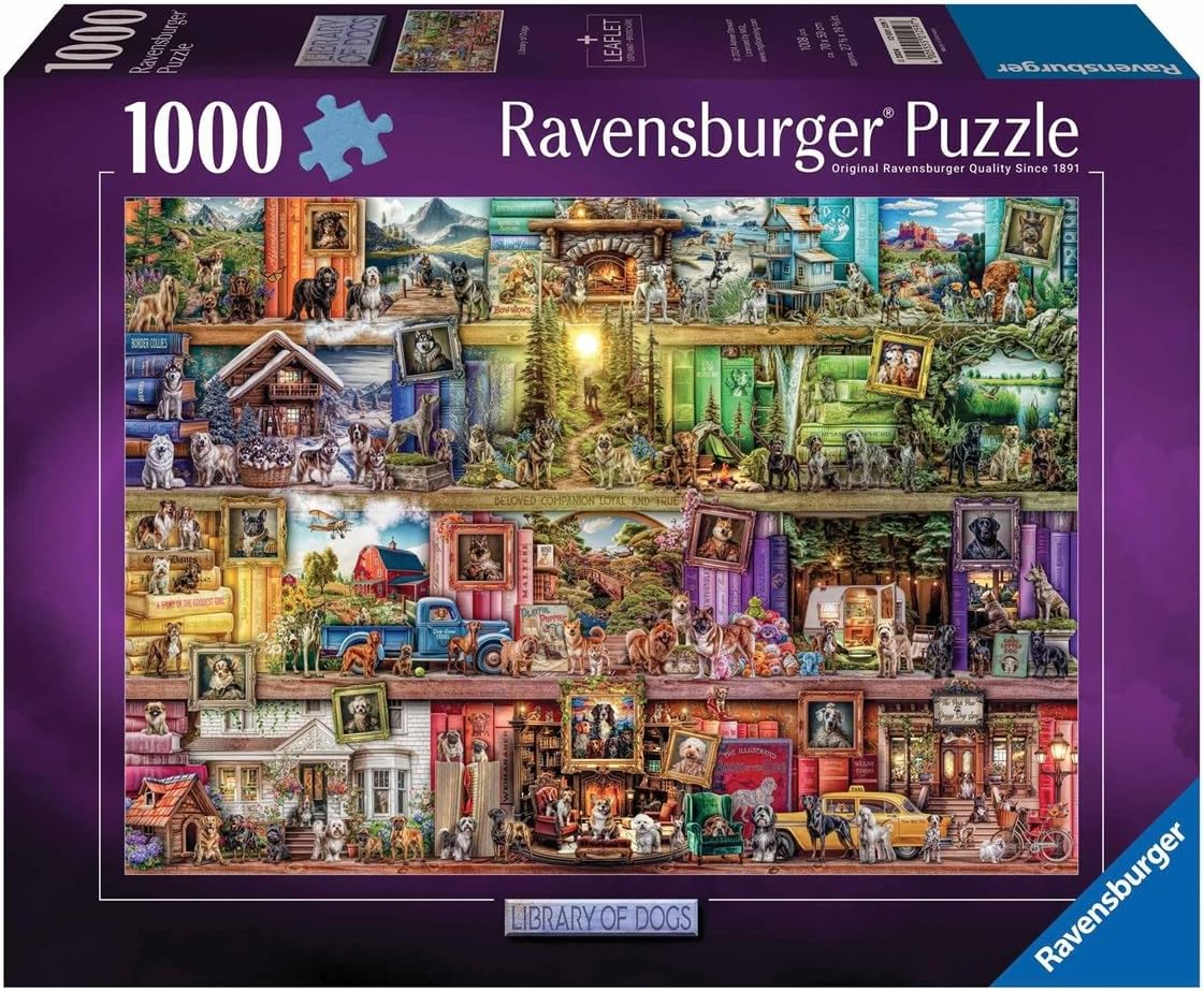 Puzzle Ravensburger din  1000 piese - Biblioteca câinilor