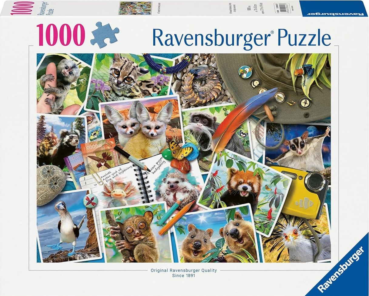 Puzzle Ravensburger din 1000 de bucăți  - Un jurnal de călătorie prin lumea animală