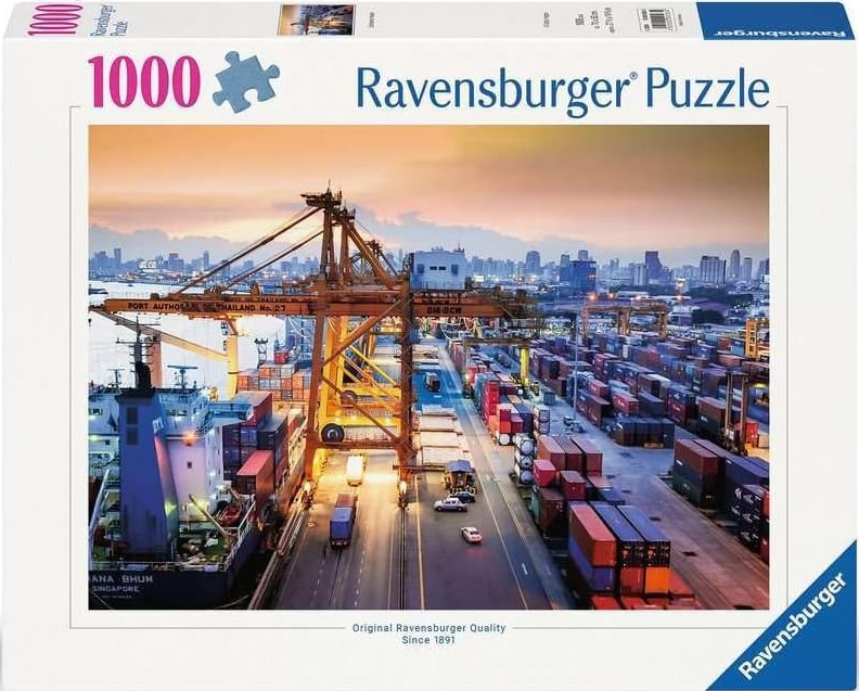 Puzzle Ravensburger din 1000 de bucăți  - Portul Hamburg