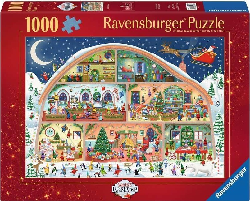 Puzzle Ravensburger din  1000 piese - Atelierul lui Moș Crăciun