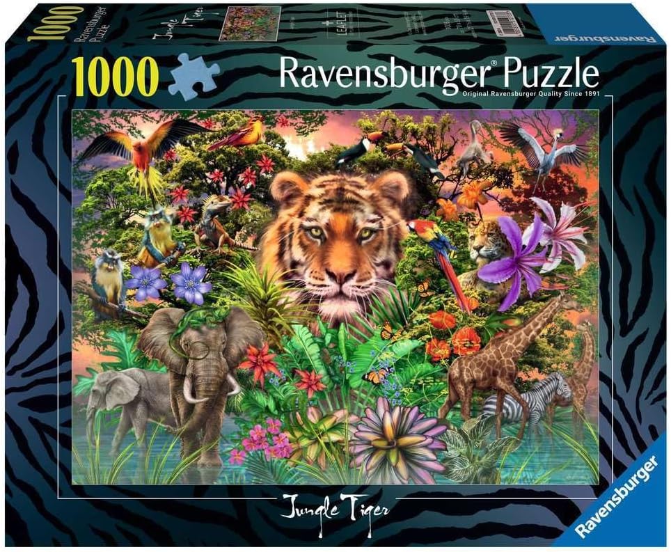Puzzle Ravensburger din   1000 piese - Tigru în junglă