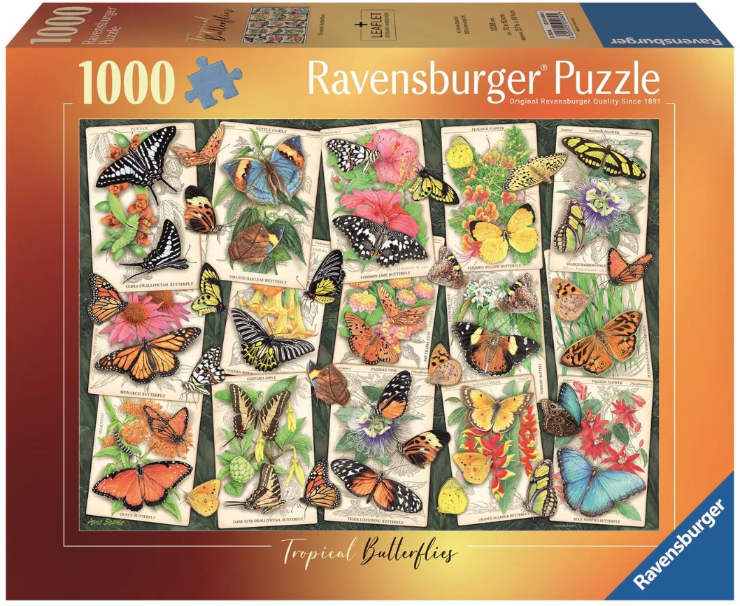 Puzzle Ravensburger din 1000 de piese  - Fluturi tropicali