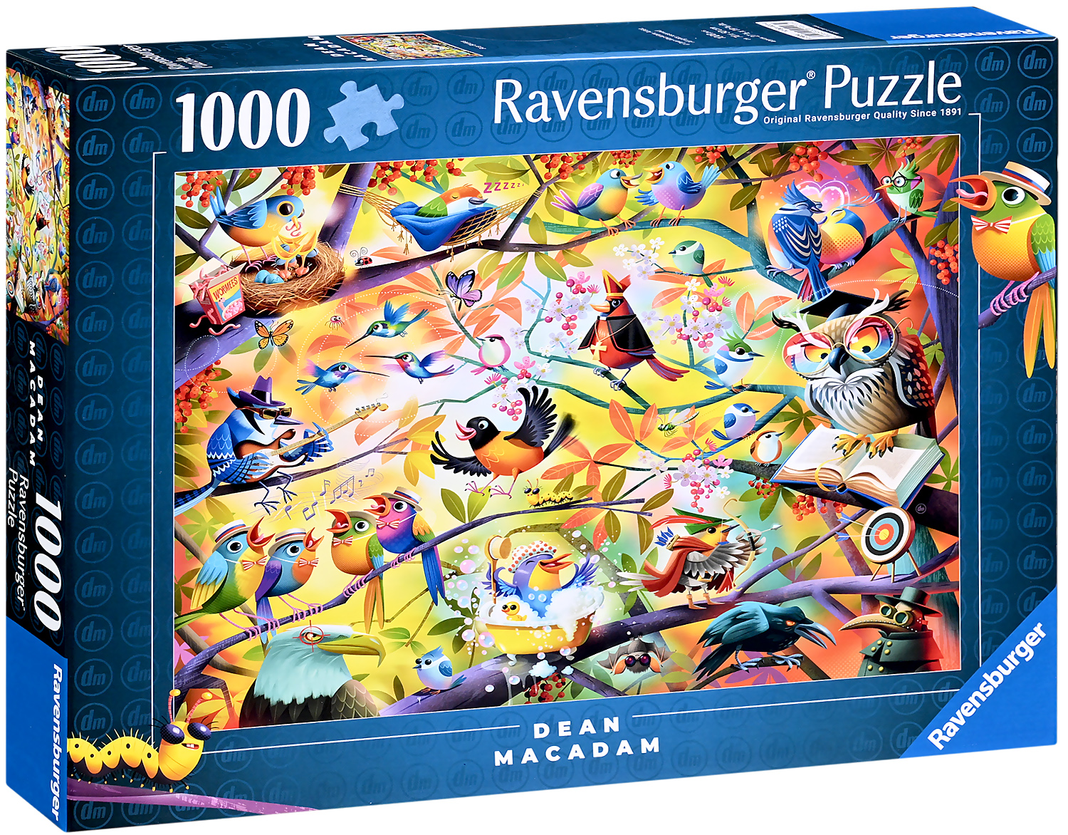 Puzzle Ravensburger din 1000 piese - Păsări ocupate