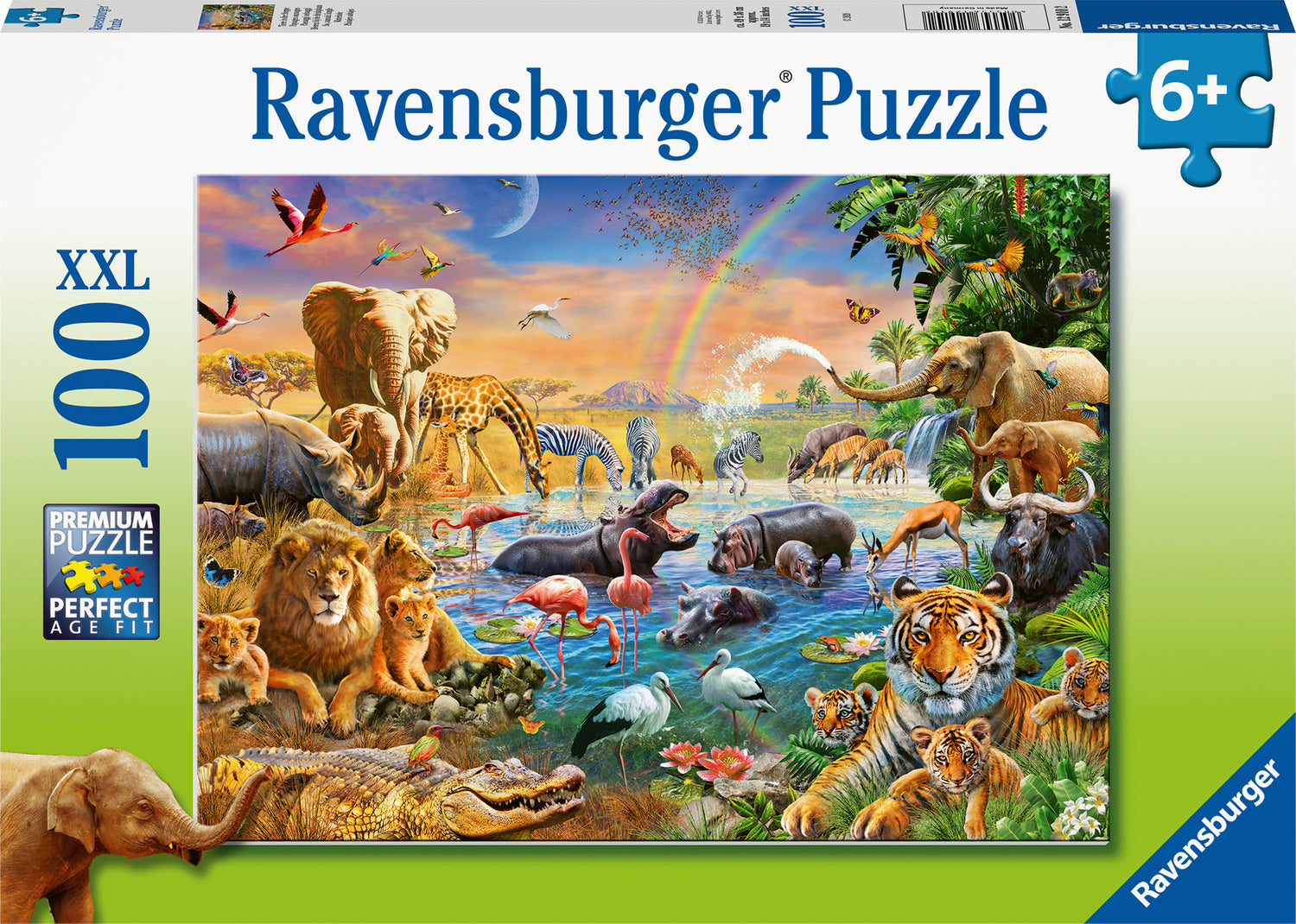 Puzzle Ravensburger din 100 XXL piese - Găină de apă în junglă și savană