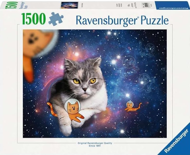 Puzzle Ravensburger din 1500 de bucăți - Pisici în spațiu