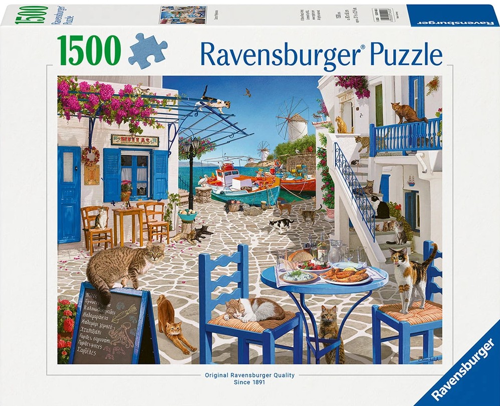 Puzzle Ravensburger din  1500 piese - Pisicile din Mykonos