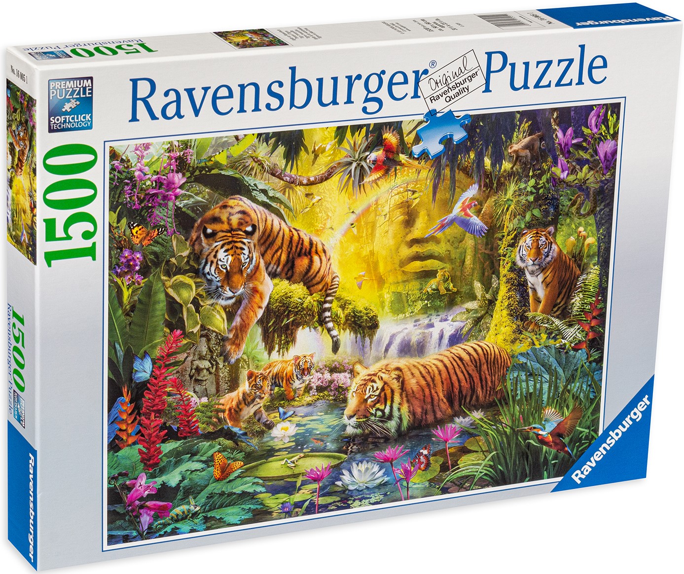 Puzzle Ravensburger din 1500 de piese - Tigri in jungla