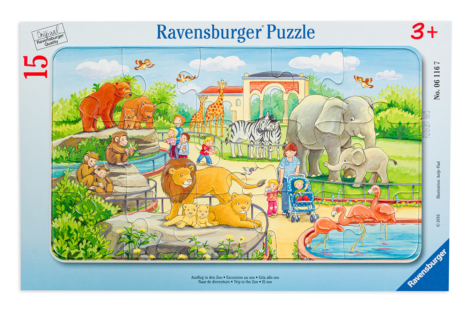 Puzzle Ravensburger din 15 de piese - Plimbare in gradina zoologica