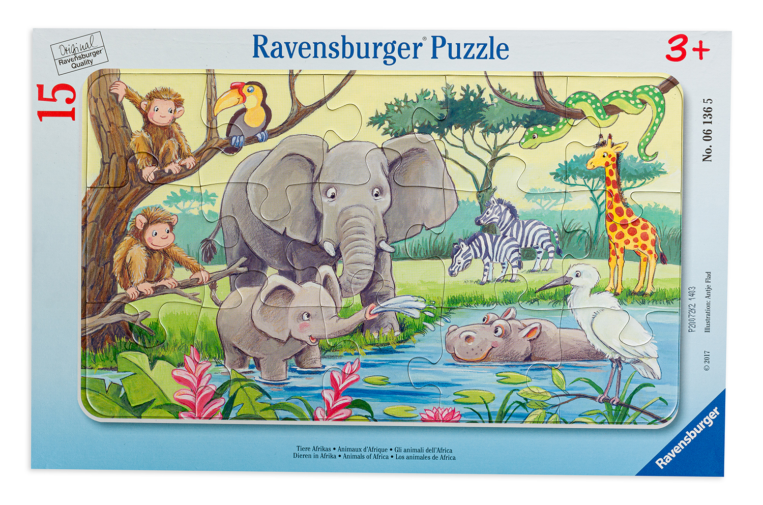 Puzzle Ravensburger din 15 de piese - Animalele Africii