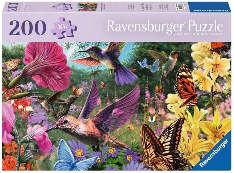 Puzzle Ravensburger din 200 XL piese - Colibri și fluturi