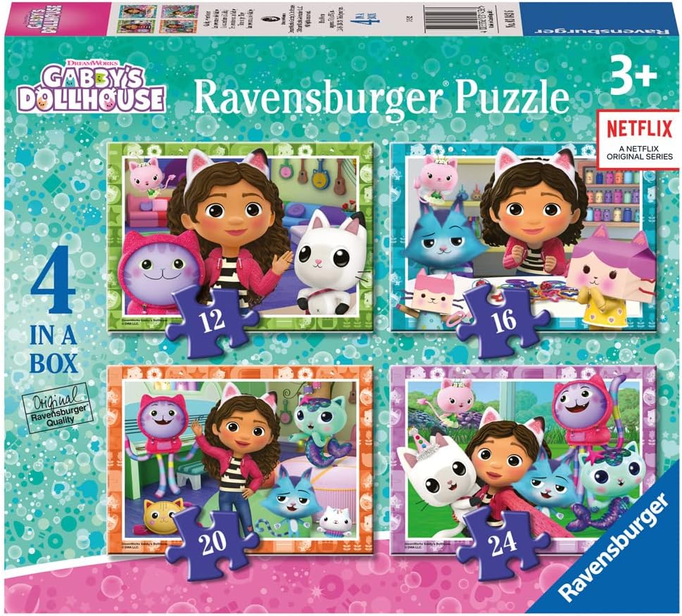 Puzzle Ravensburger 4 în 1 - Casa de păpuși a lui Gabby