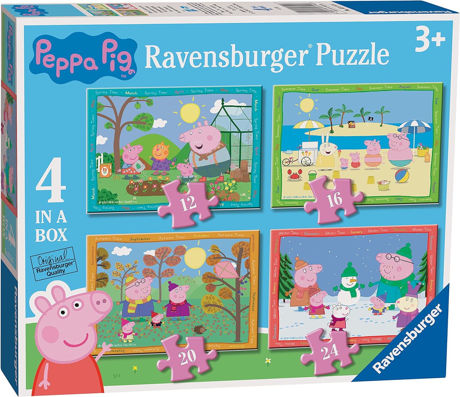 Puzzle Ravensburger 4 în 1 - Peppa Pig: Patru anotimpuri