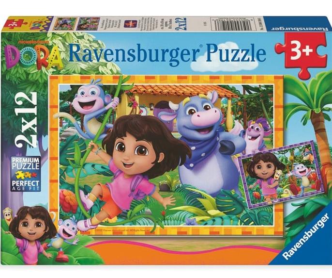 Puzzle Ravensburger din 2 x 12 piese - Dora Exploratoarea