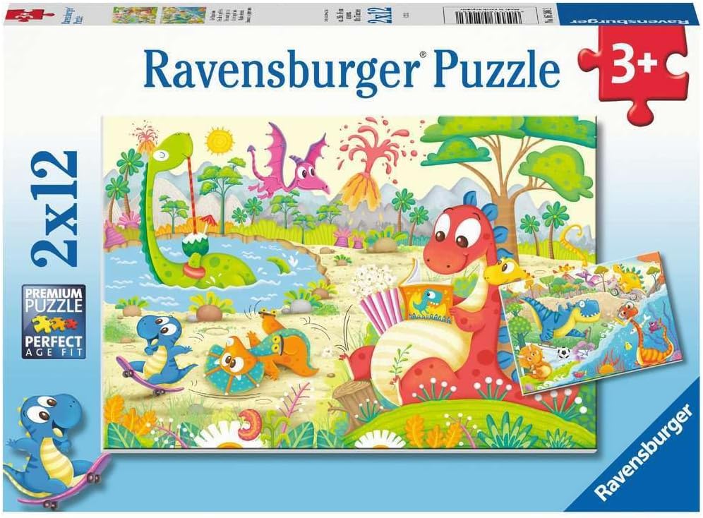 Puzzle Ravensburger din 2 x 12 de piese - Dinozaurii preferați