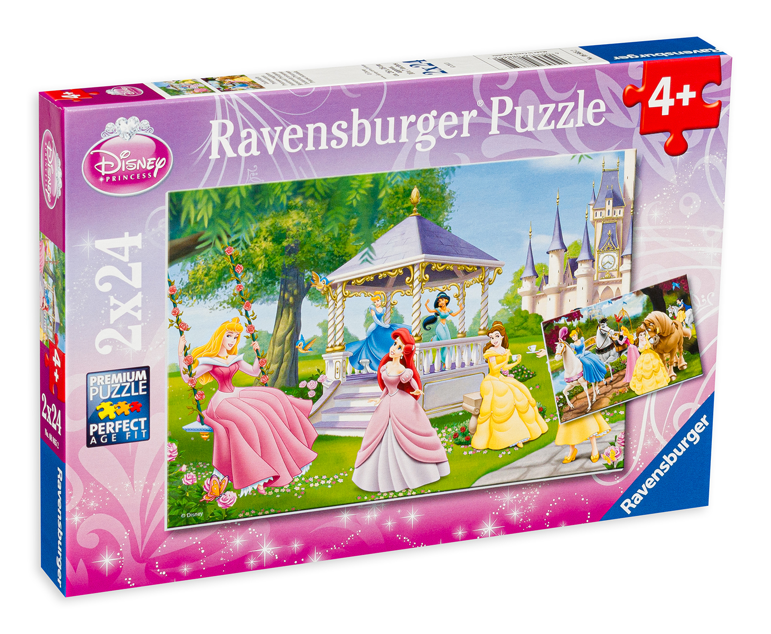 Puzzle Ravensburger din 2 x 24 de piese - Printese Disney in gradina