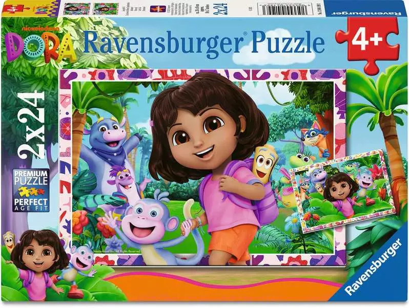 Puzzle Ravensburger din 2 x 24 piese - Dora Exploratoarea