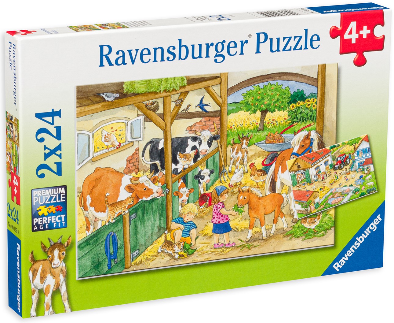Puzzle Ravensburger din 2 x 24 de piese - Zi la fermă