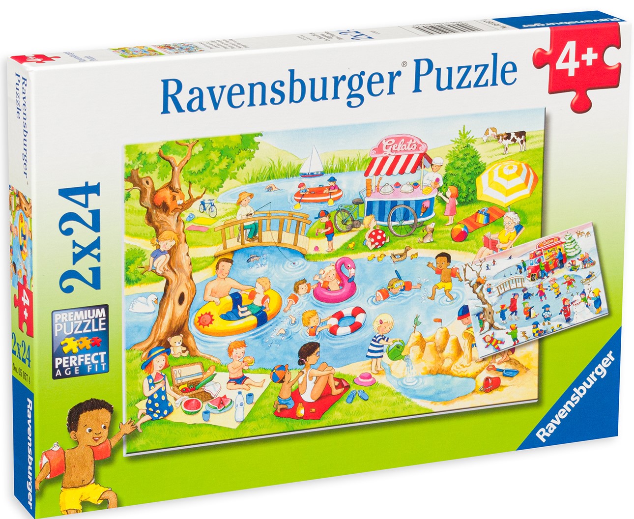 Puzzle Ravensburger din 2 x 24 de piese - Distracție la lac