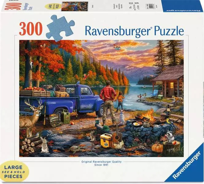 Puzzle Ravensburger din 300 piese - Apus de soare peste lac