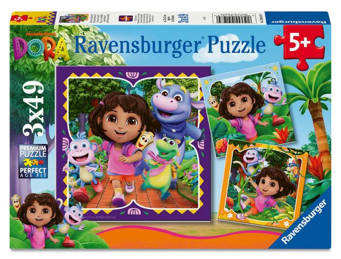 Puzzle Ravensburger din 3 x 49 piese - Dora Exploratoarea