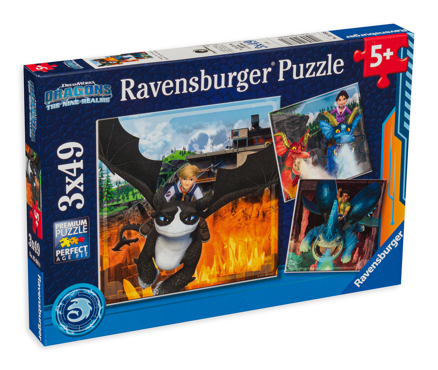 Puzzle Ravensburger din 3 x 49 de piese - Dragoni: Cele 9 lumi