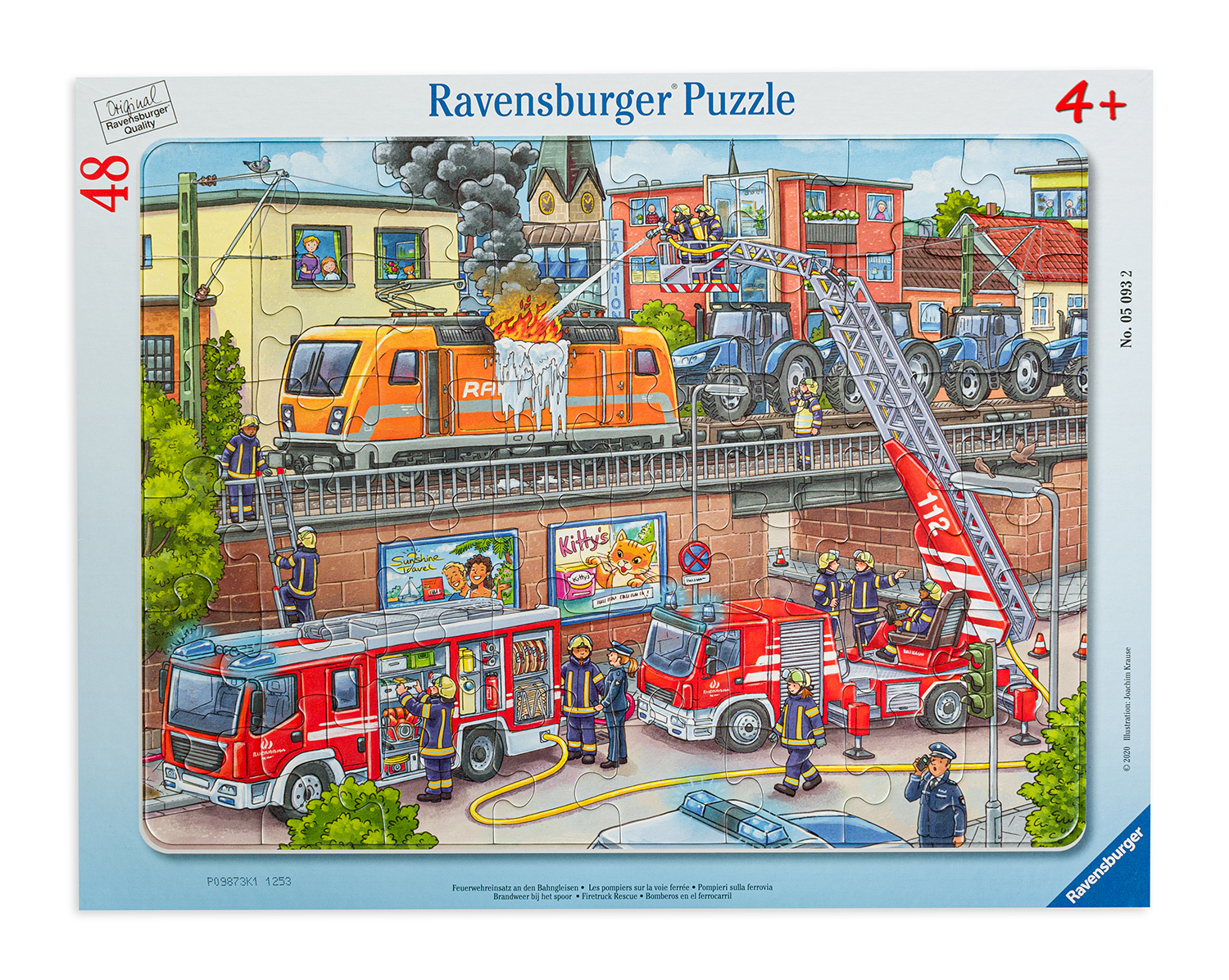 Puzzle Ravensburger din 48 de piese - Fire service on the train tracks
