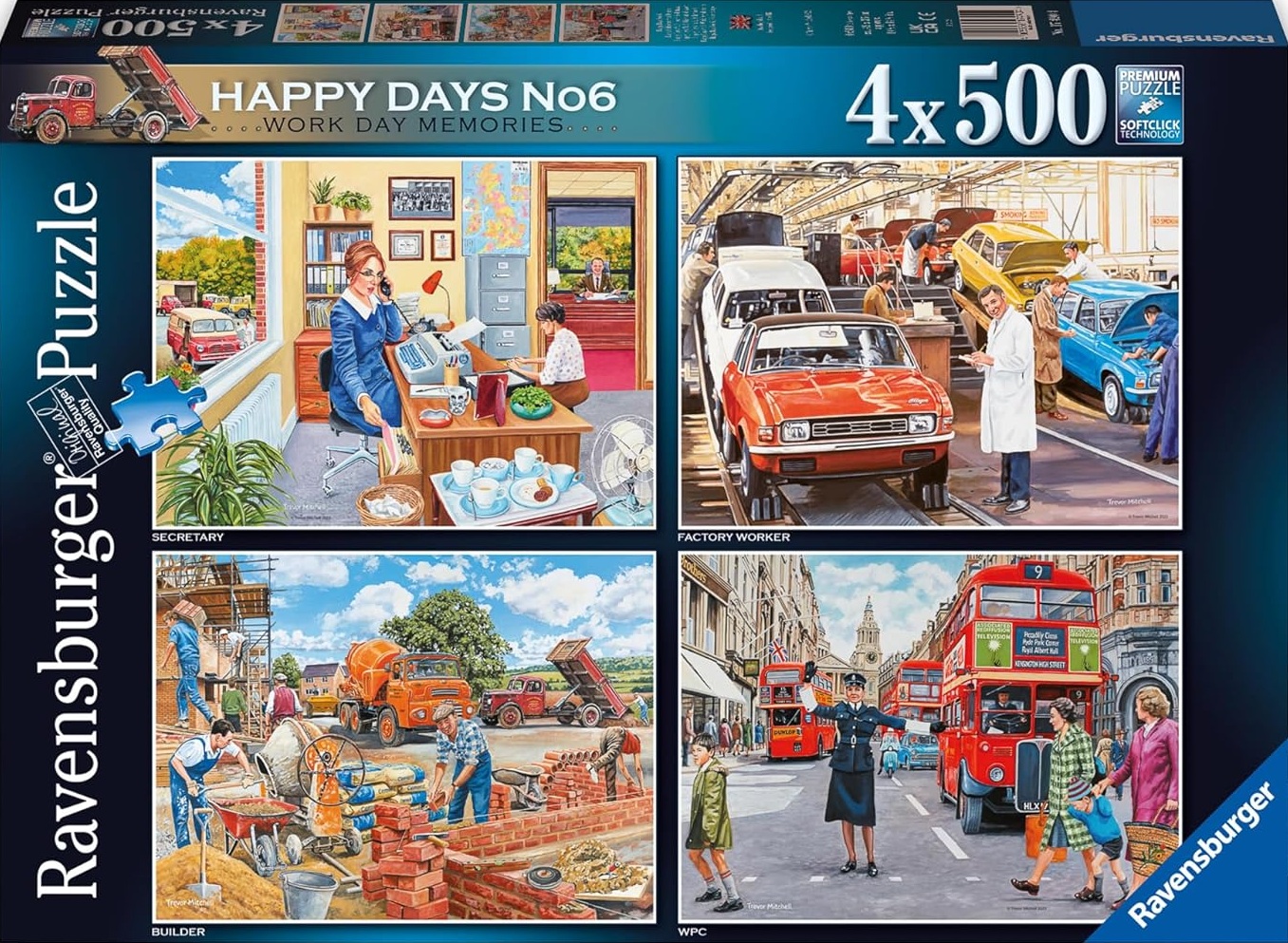 Puzzle Ravensburger din 4 х 500 piese - Amintiri din ziua de muncă