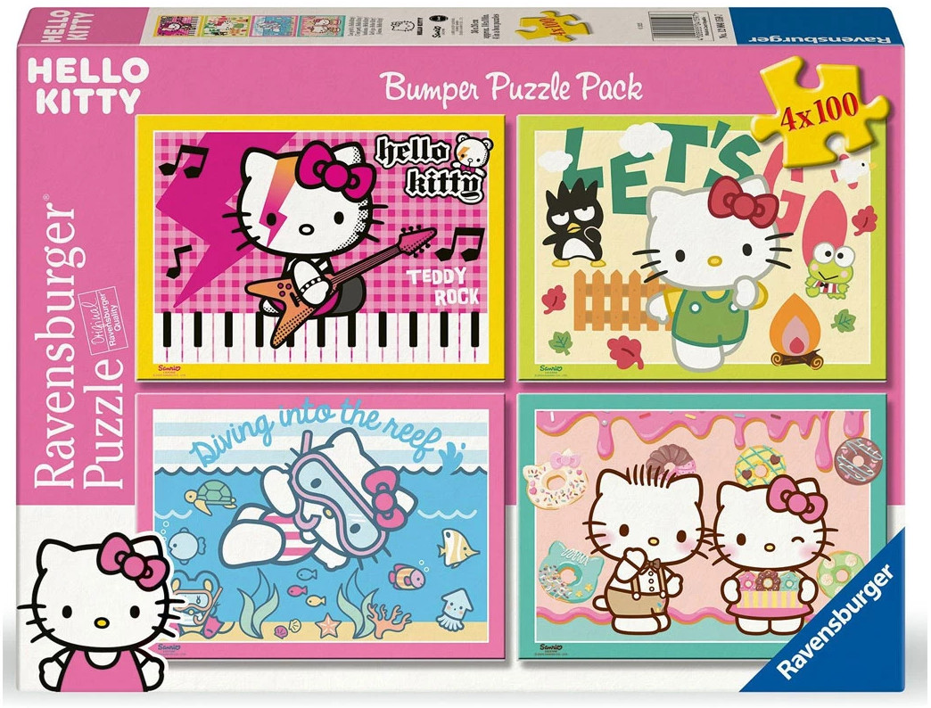 Puzzle Ravensburger din 4 x 100 piese - Haide, Hello Kitty!