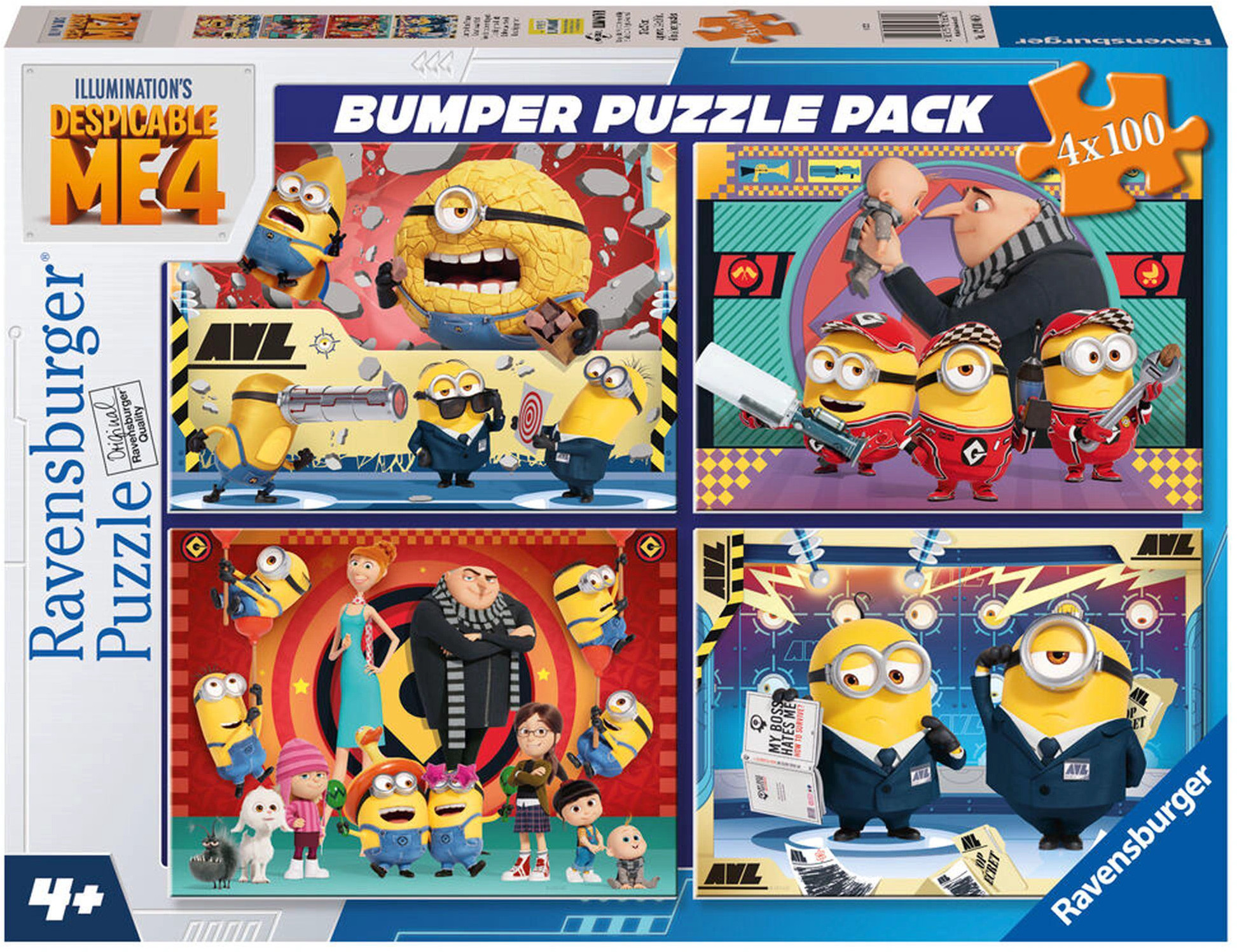 Puzzle Ravensburger din 4 x 100 piese - Minionii 4