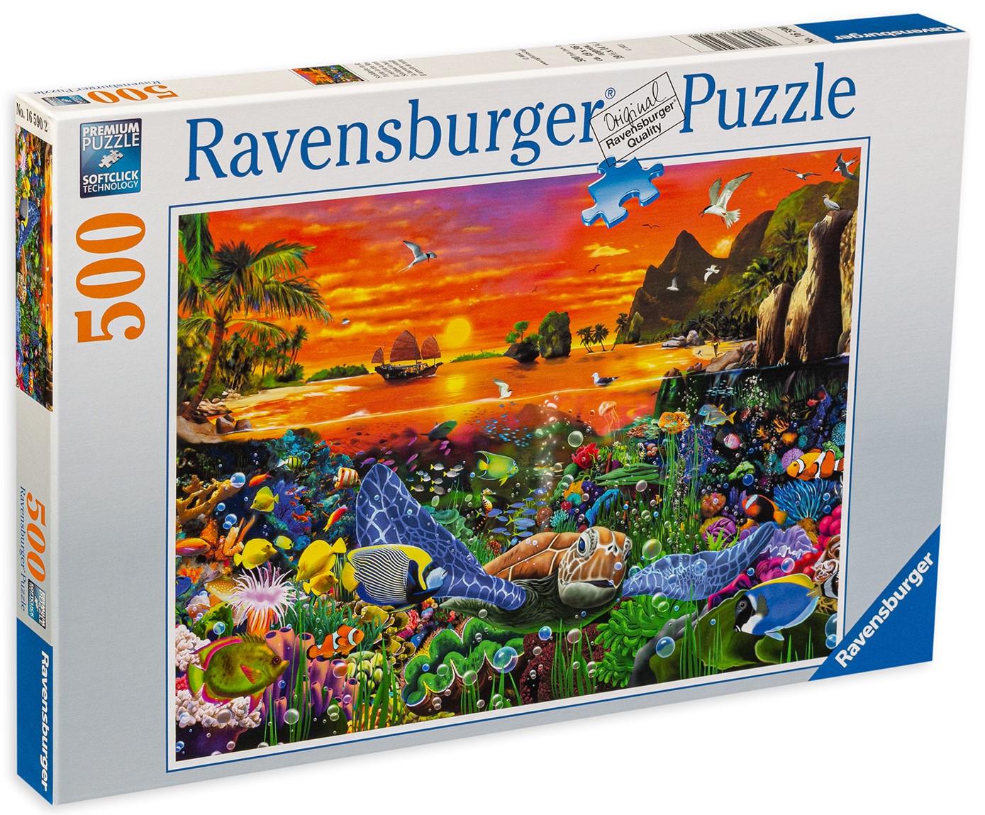 Puzzle Ravensburger din 500 de piese - Testoasa pe recif