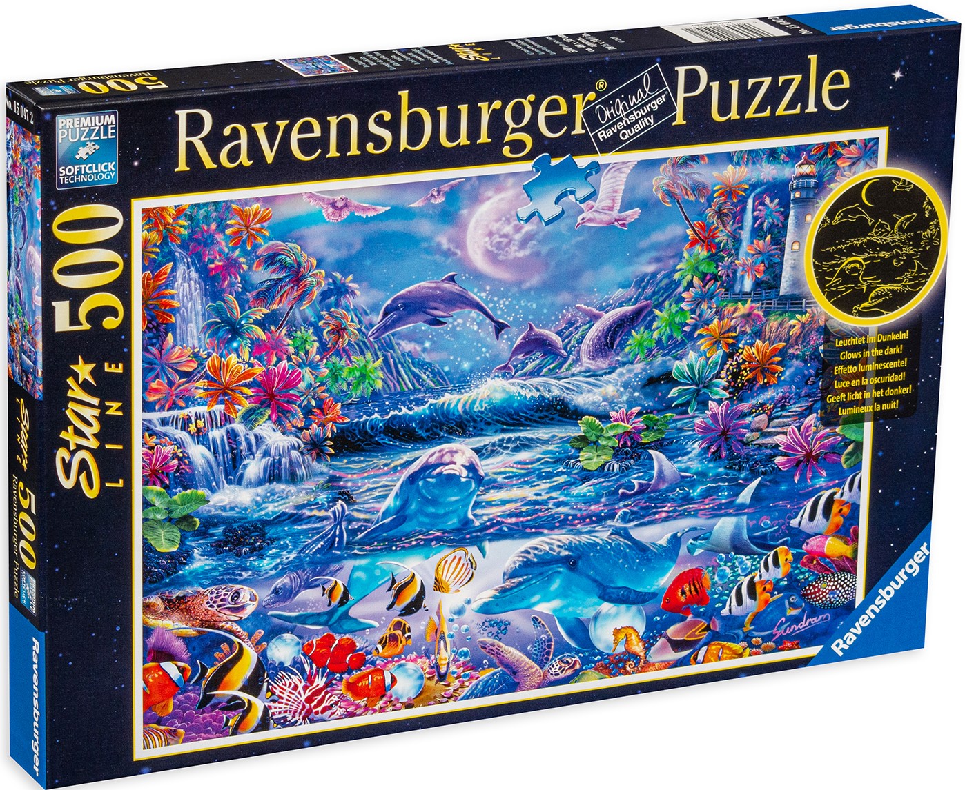 Puzzle luminos Ravensburger din 500 de piese - Magie lunară