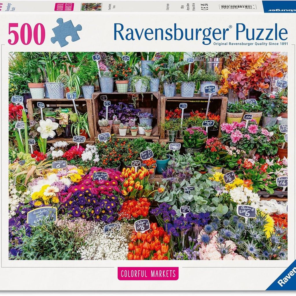 Puzzle Ravensburger din 500 piese - Piața de flori din Franța