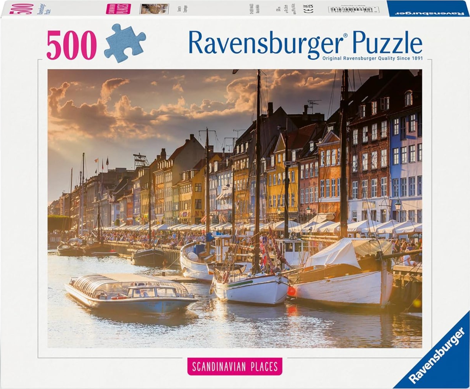 Puzzle Ravensburger din  500 piese - Apus de soare la Copenhaga