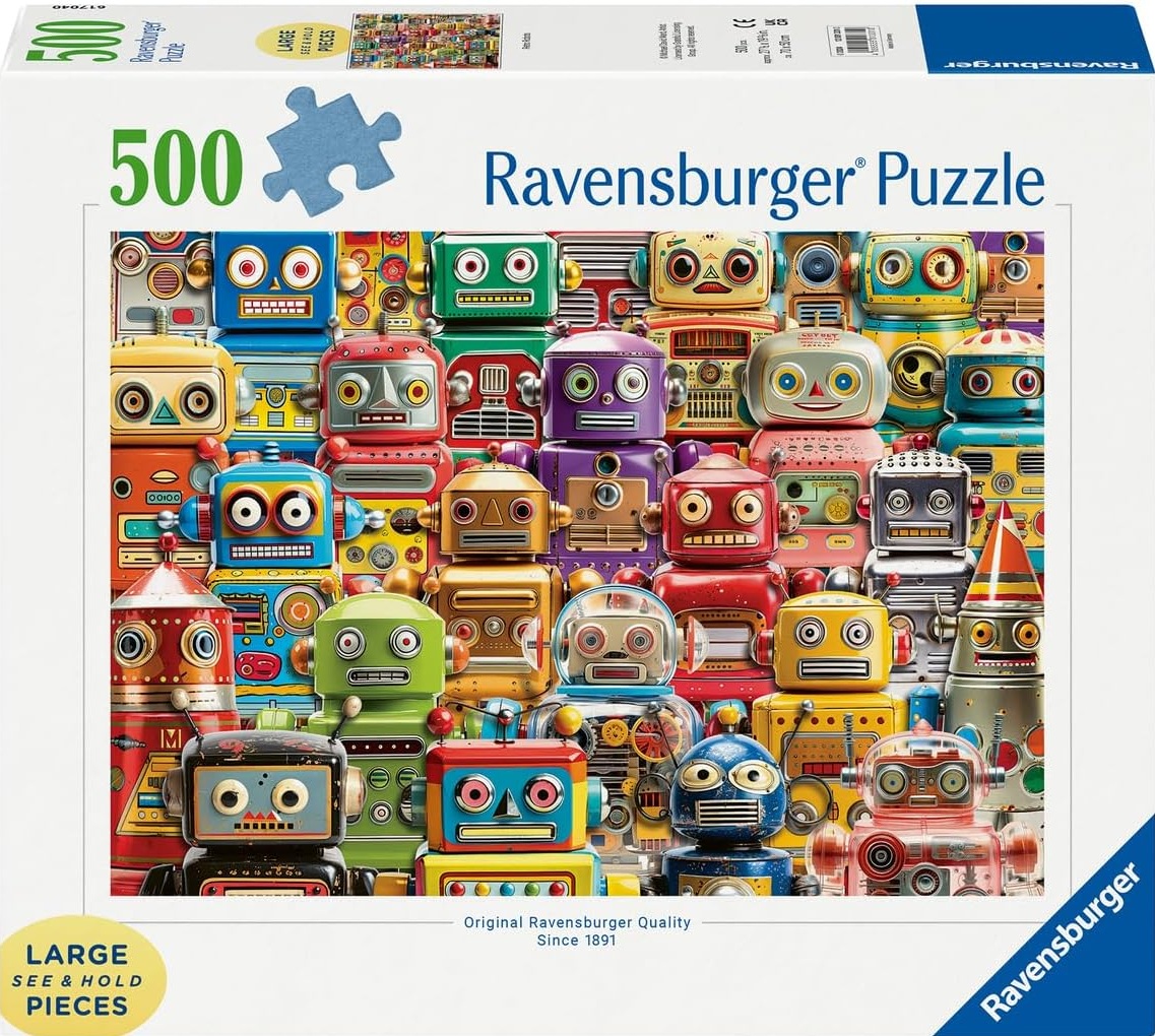 Puzzle Ravensburger din 500 XXL piese - Roboți retro