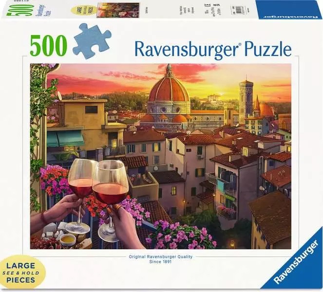 Puzzle Ravensburger din 500 XXL piese - Terasă confortabilă cu vinuri