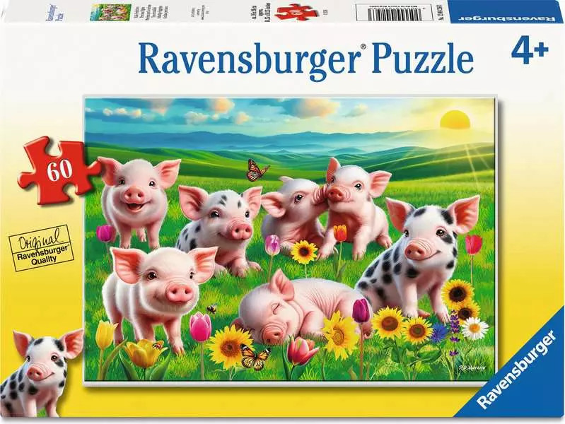 Puzzle Ravensburger din 60 piese - Purceluși drăguți