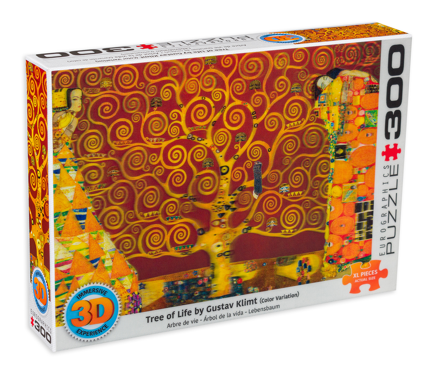 Puzzle cu efect 3D Eurographics din 300 de piese - Copacul vieții de Klimt