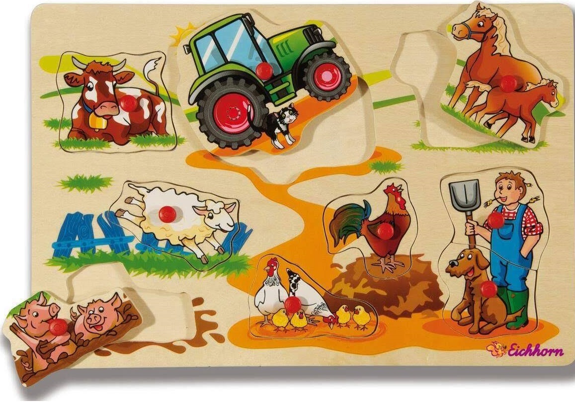 Puzzle cu mânere Eishhorn - Animale de fermă