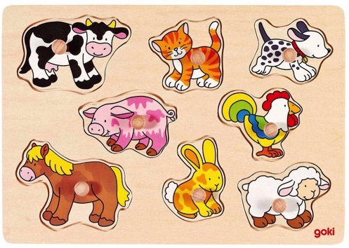 Puzzle cu mânere Goki - Animale de companie