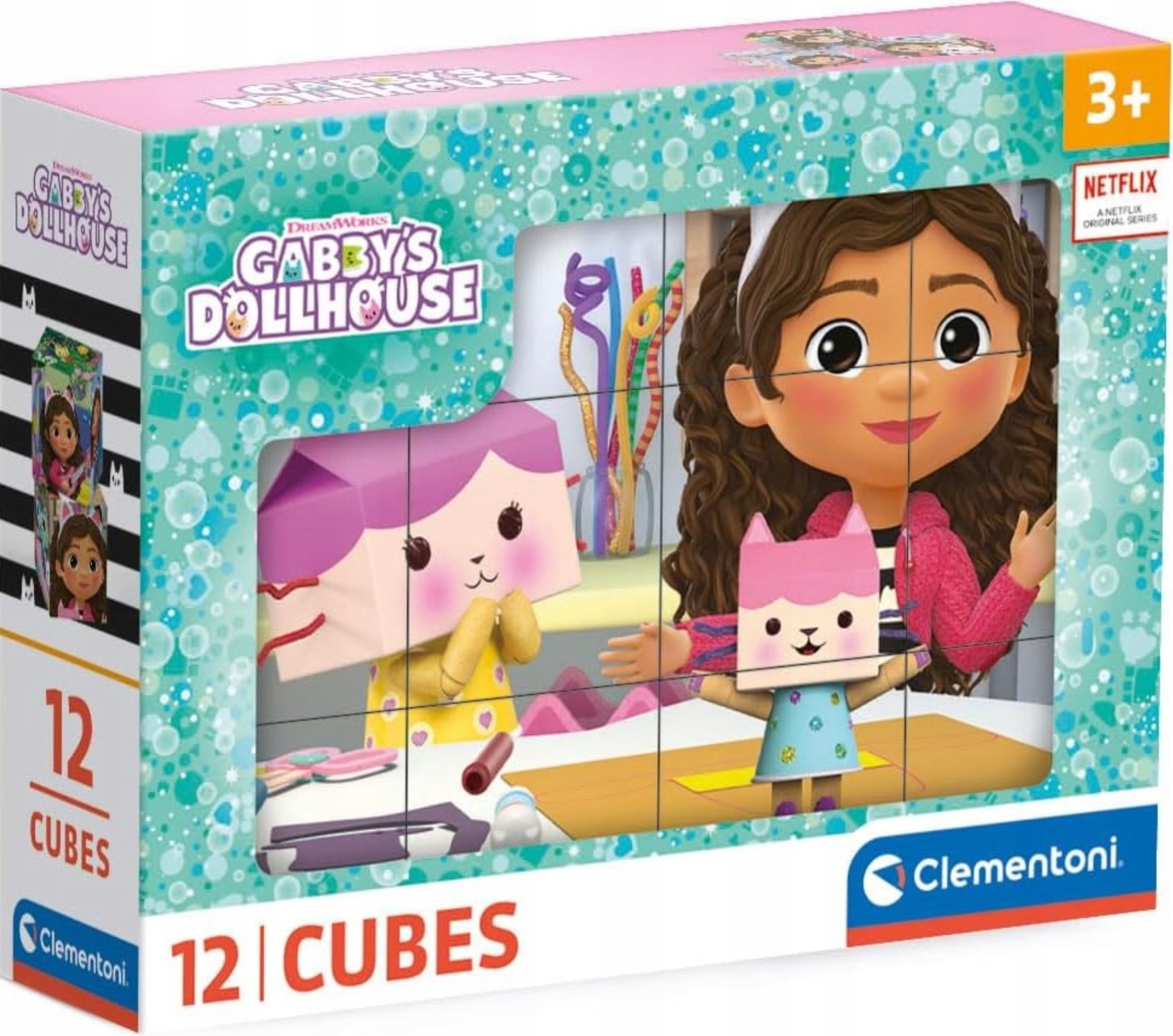 Puzzle cu cuburi Clementoni din 12 piese - Casa de păpuși a lui Gabby