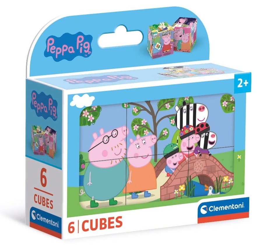 Puzzle cu cuburi Clementoni din 6 piese - Purcelușa Peppa