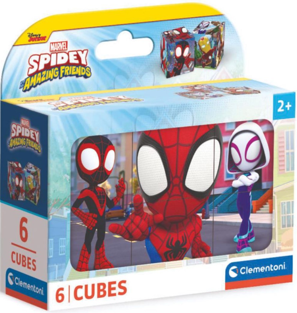 Puzzle cu cuburi Clementoni din 6 piese - Spidey și prietenii lui fantastici