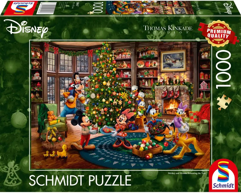 Puzzle Schmidt de  1000 piese - Mickey și Minnie decorează bradul de Crăciun