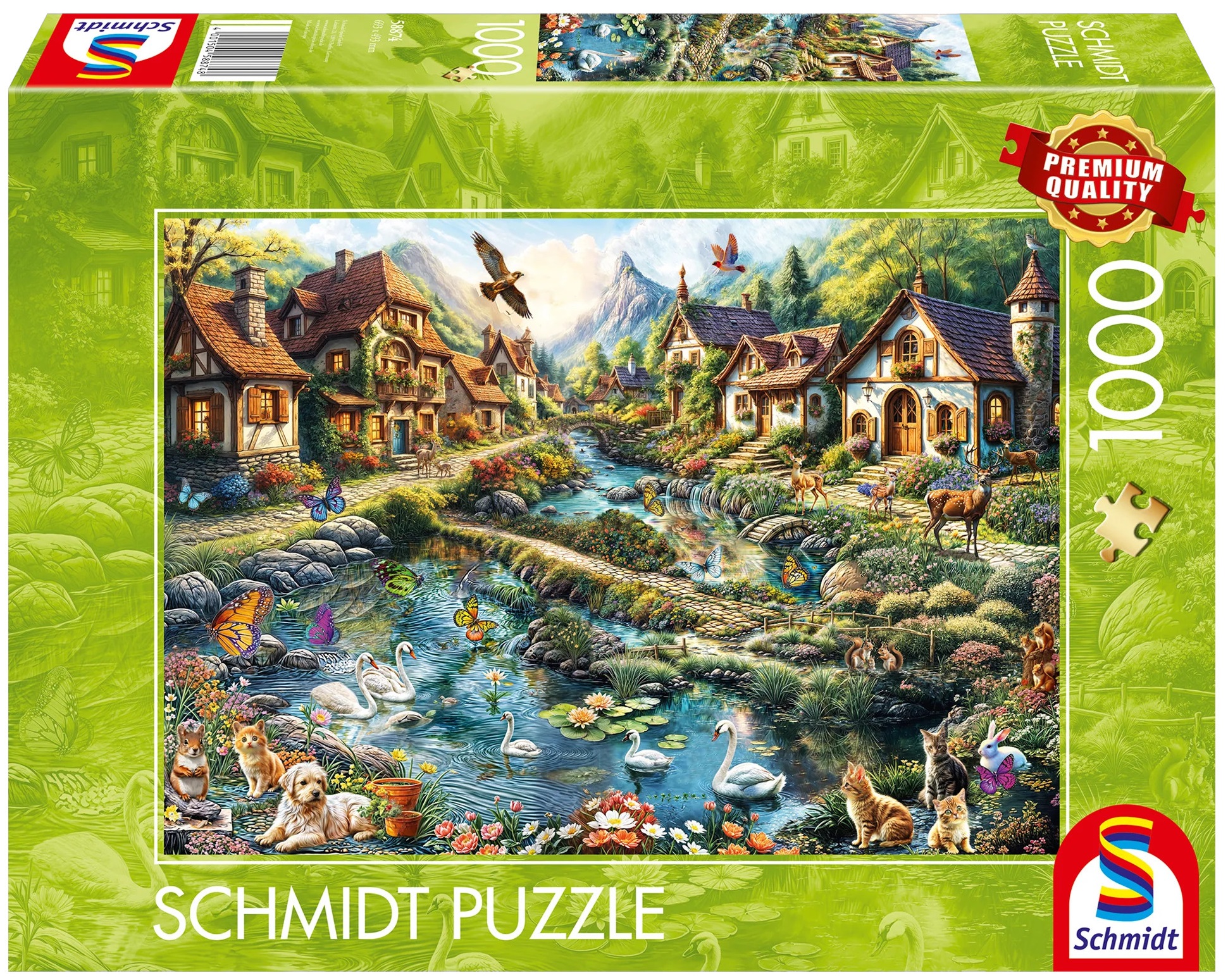 Puzzle Schmidt din 1000 piese - Sat la marginea pădurii